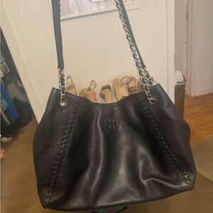 Black Tory Burch Tote Bag with Chain Straps
